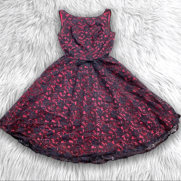 Vintage Dresses & Skirts - Vintage 50’s 60’s Lace Taffeta Fit Flare Dress